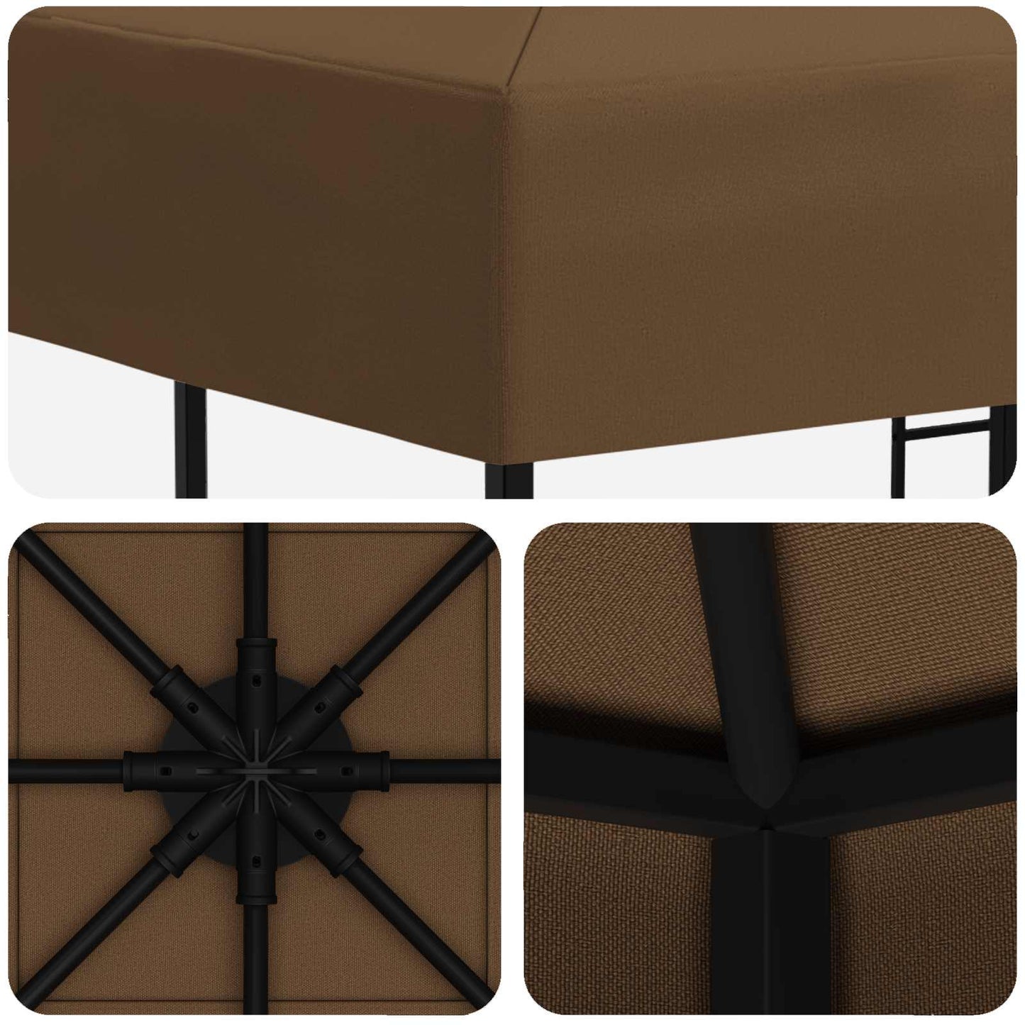 vidaXL Gazebo 3 x 3 m Taupe Polyester and Steel 190 gsm