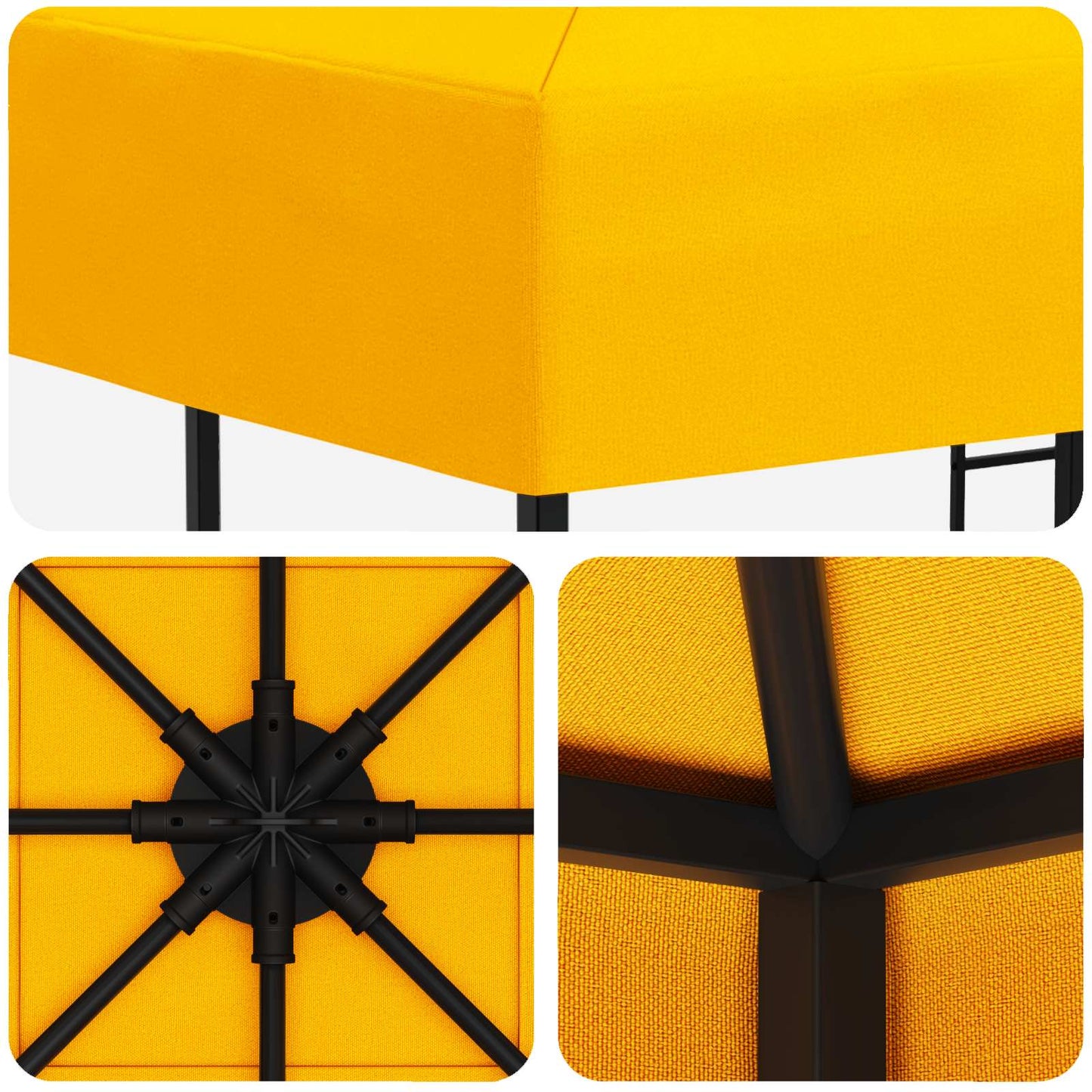 vidaXL Gazebo 3 x 3 m Yellow Polyester and Steel 190 gsm