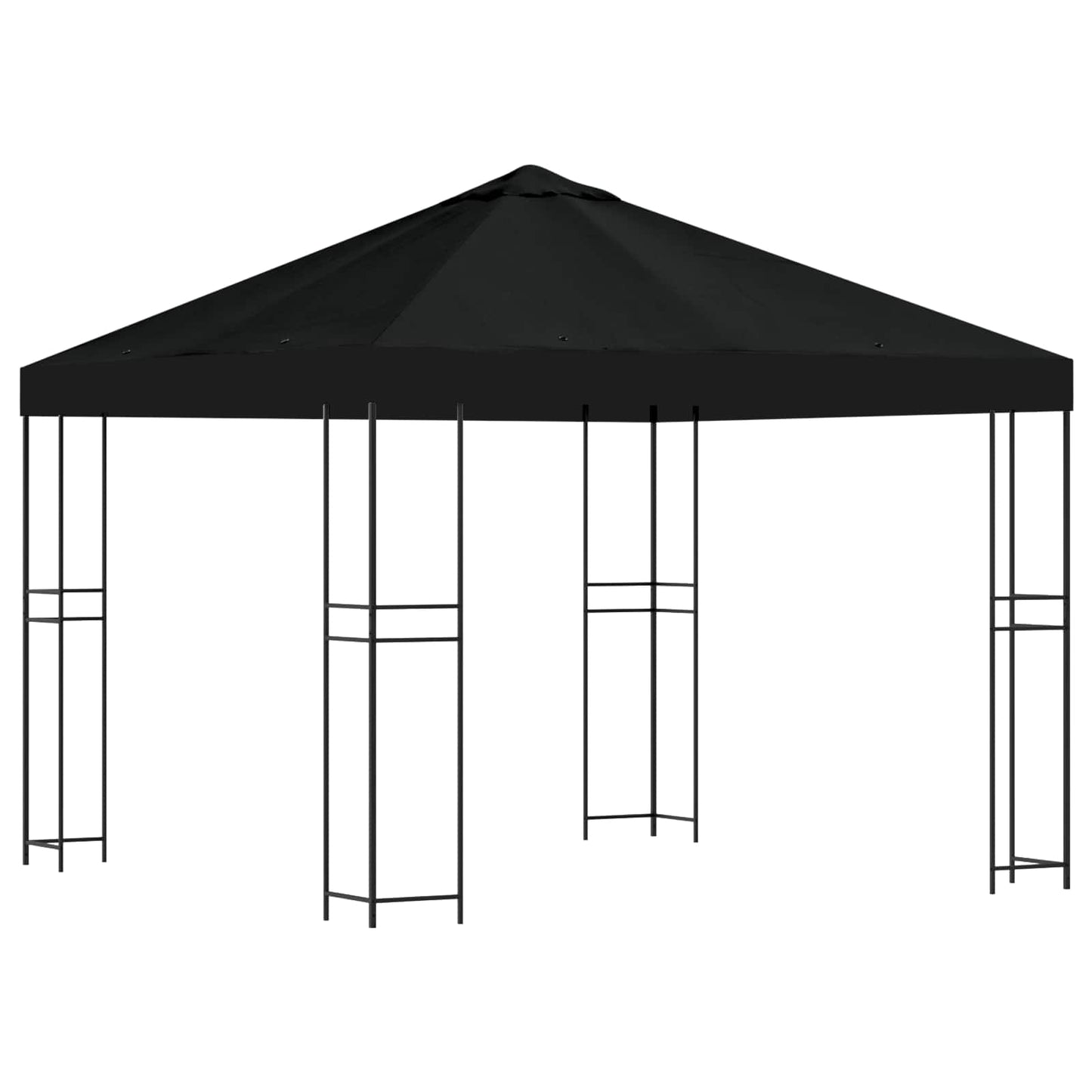 vidaXL Gazebo 3 x 3 m Black Polyester and Steel 190 gsm