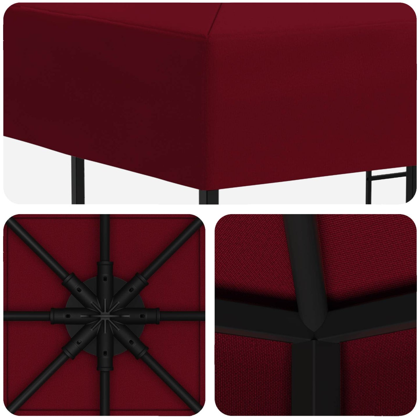 vidaXL Gazebo 3 x 3 m Burgundy Polyester and Steel 190 gsm