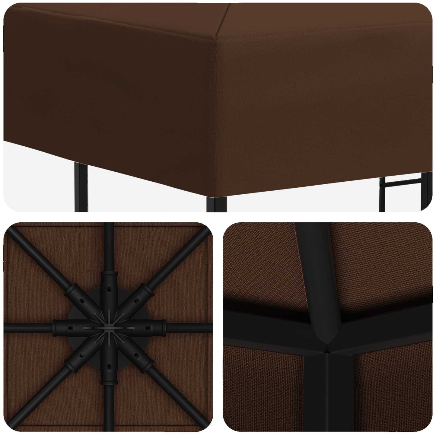 vidaXL Gazebo 3 x 3 m Brown Polyester and Steel 190 gsm