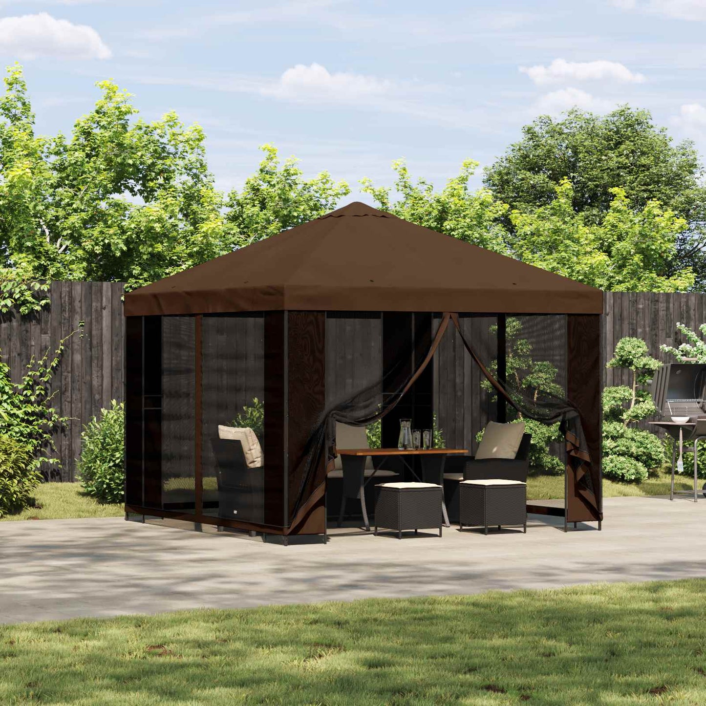 vidaXL Gazebo 3 x 3 m Brown Polyester and Steel 190 gsm