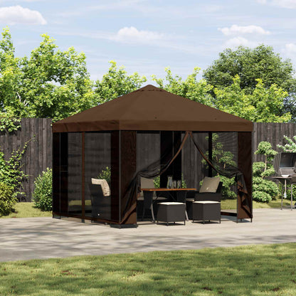 vidaXL Gazebo 3 x 3 m Brown Polyester and Steel 190 gsm