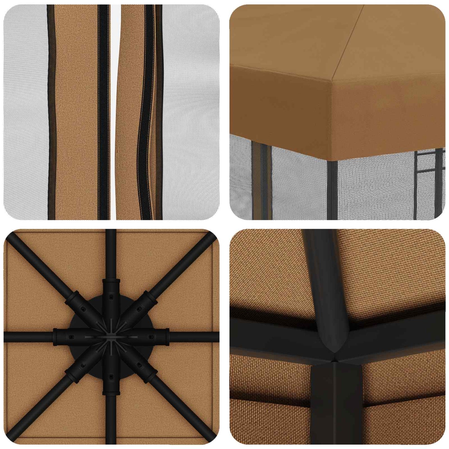 vidaXL Garden Gazebo with Sidewalls 3 x 3 m Beige Polyester and Steel