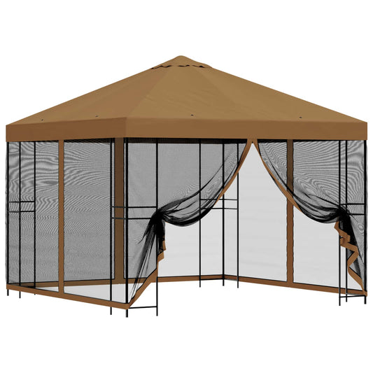 vidaXL Garden Gazebo with Sidewalls 3 x 3 m Beige Polyester and Steel