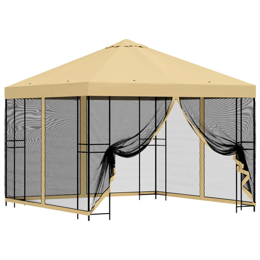 vidaXL Garden Gazebo with Sidewalls 3 x 3 m Cream Polyester and Steel