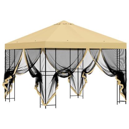 vidaXL Garden Gazebo with Sidewalls 3 x 3 m Cream Polyester and Steel