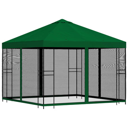 vidaXL Garden Gazebo with Sidewalls 3 x 3 m Green Polyester and Steel