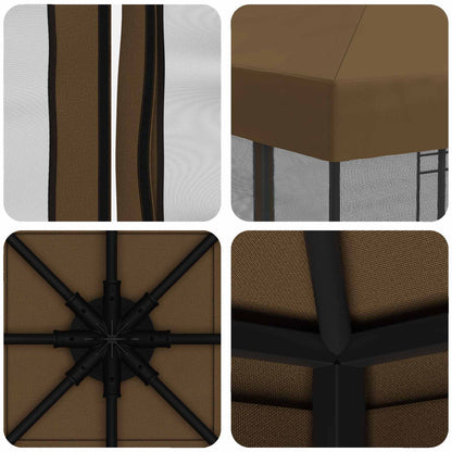 vidaXL Garden Gazebo with Sidewalls 3 x 3 m Taupe Polyester and Steel