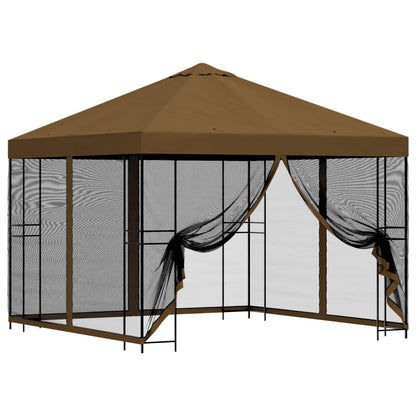 vidaXL Garden Gazebo with Sidewalls 3 x 3 m Taupe Polyester and Steel