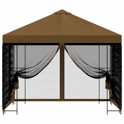 vidaXL Garden Gazebo with Sidewalls 3 x 3 m Taupe Polyester and Steel