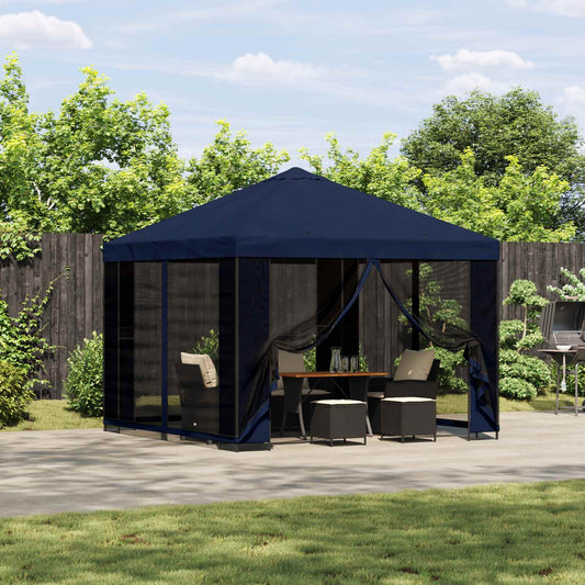vidaXL Garden Gazebo with Sidewalls 3 x 3 m Blue Polyester and Steel
