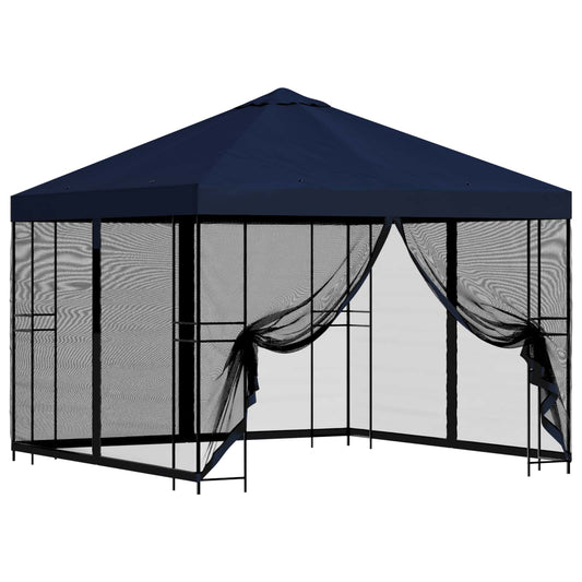 vidaXL Garden Gazebo with Sidewalls 3 x 3 m Blue Polyester and Steel