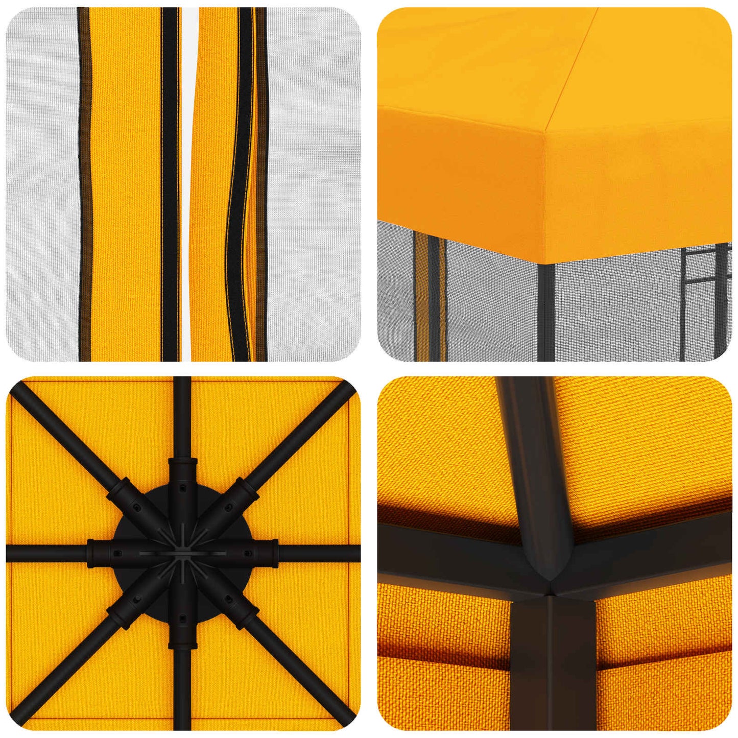 vidaXL Garden Gazebo with Sidewalls 3 x 3 m Yellow Polyester and Steel