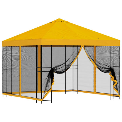 vidaXL Garden Gazebo with Sidewalls 3 x 3 m Yellow Polyester and Steel