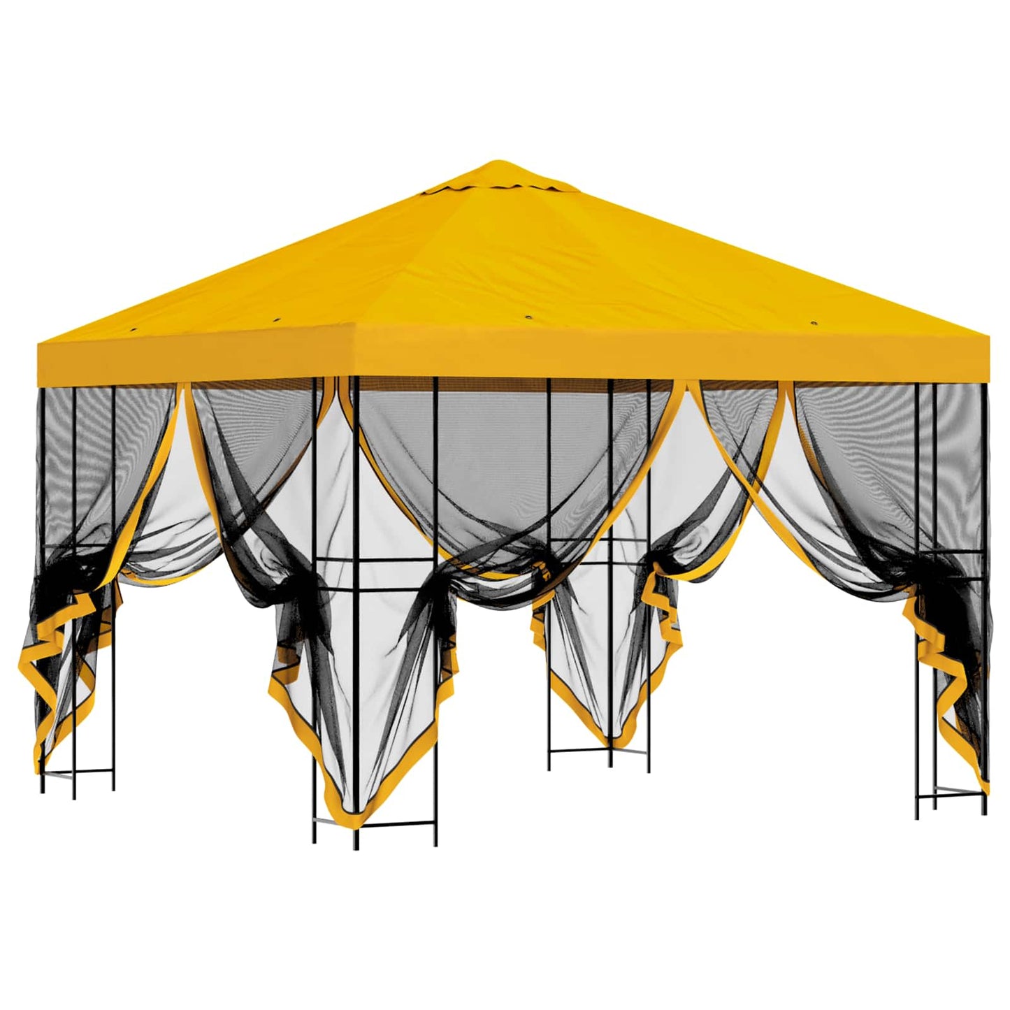 vidaXL Garden Gazebo with Sidewalls 3 x 3 m Yellow Polyester and Steel