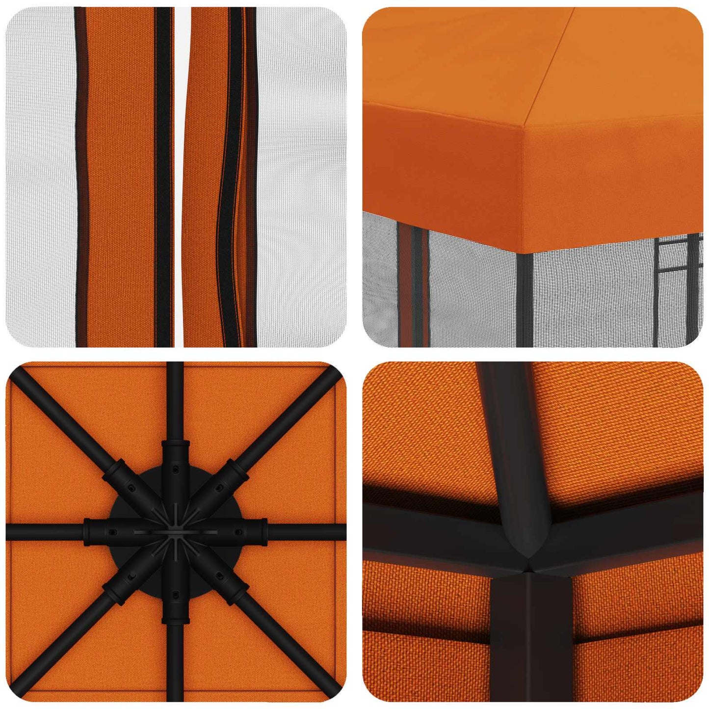 vidaXL Garden Gazebo with Sidewalls 3 x 3 m Orange Polyester and Steel