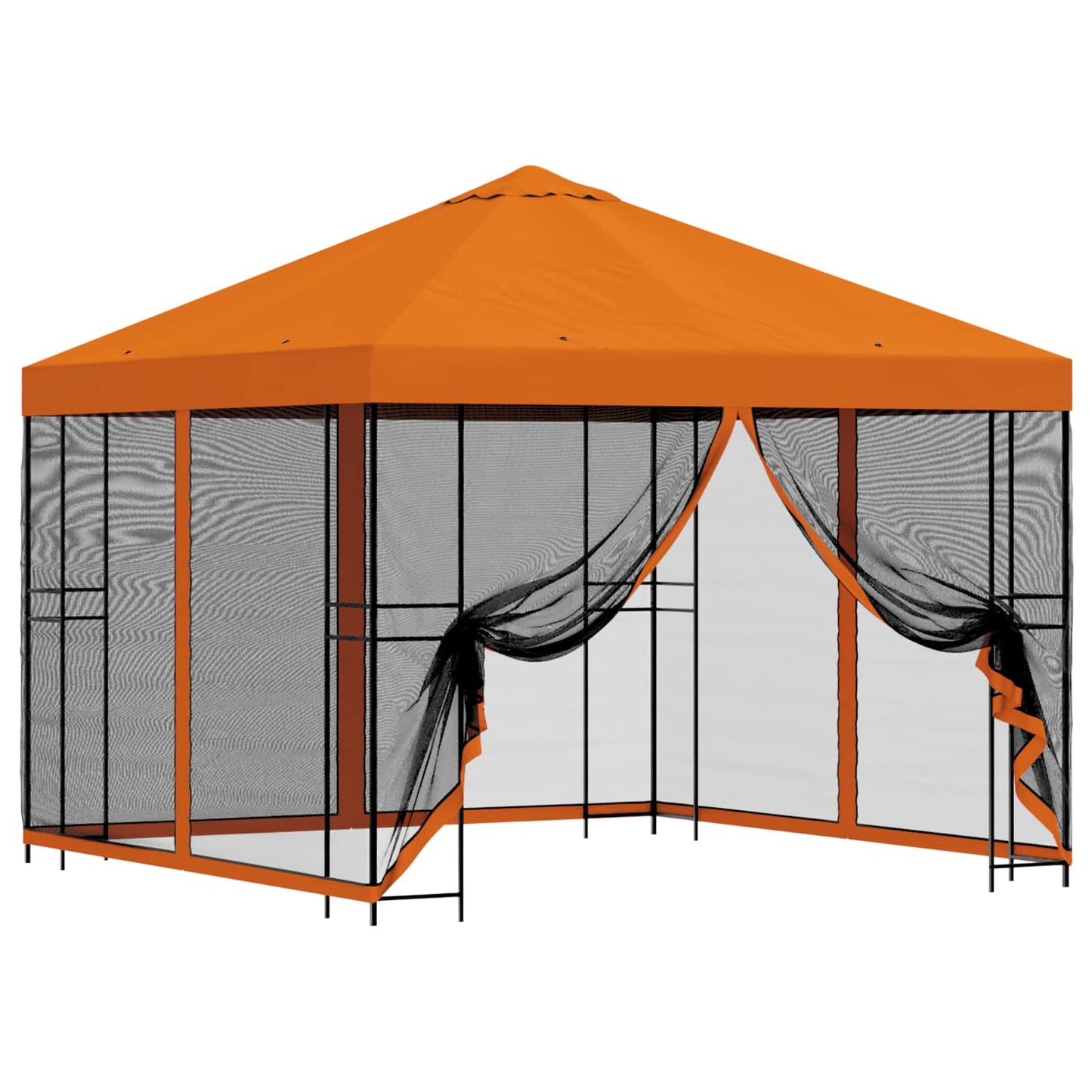 vidaXL Garden Gazebo with Sidewalls 3 x 3 m Orange Polyester and Steel