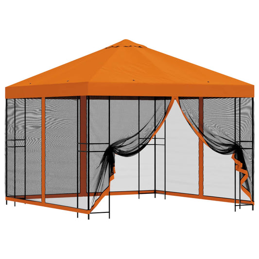 vidaXL Garden Gazebo with Sidewalls 3 x 3 m Orange Polyester and Steel
