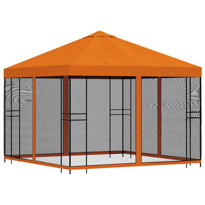 vidaXL Garden Gazebo with Sidewalls 3 x 3 m Orange Polyester and Steel