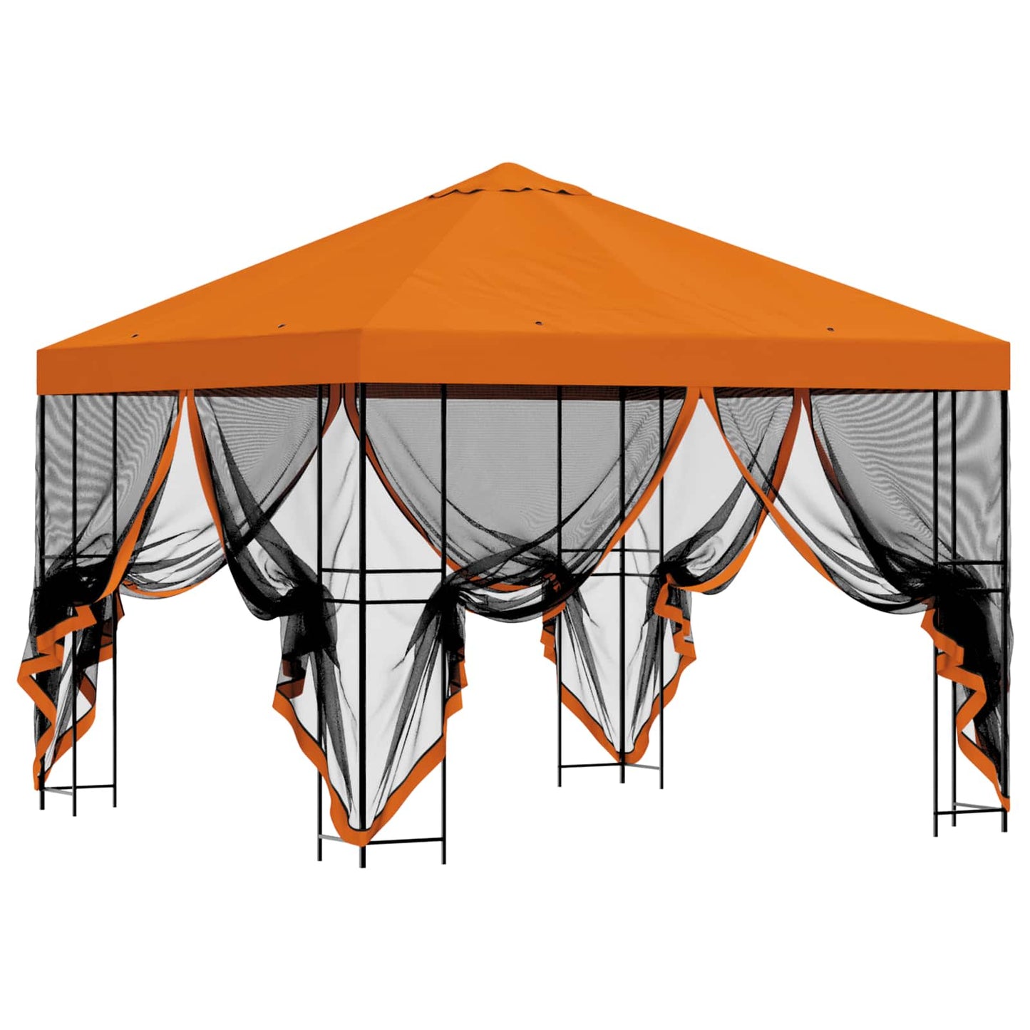 vidaXL Garden Gazebo with Sidewalls 3 x 3 m Orange Polyester and Steel