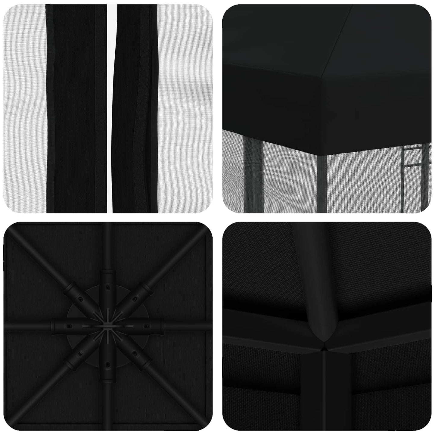vidaXL Garden Gazebo with Sidewalls 3 x 3 m Black Polyester and Steel