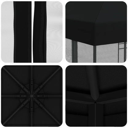 vidaXL Garden Gazebo with Sidewalls 3 x 3 m Black Polyester and Steel