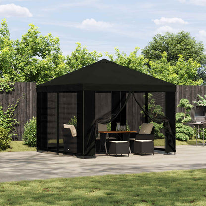 vidaXL Garden Gazebo with Sidewalls 3 x 3 m Black Polyester and Steel