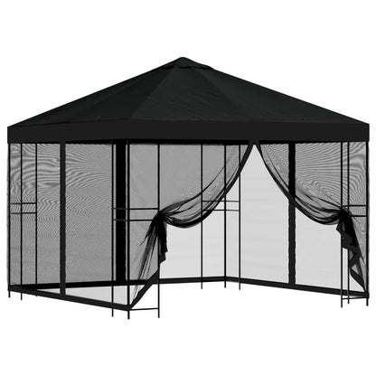 vidaXL Garden Gazebo with Sidewalls 3 x 3 m Black Polyester and Steel