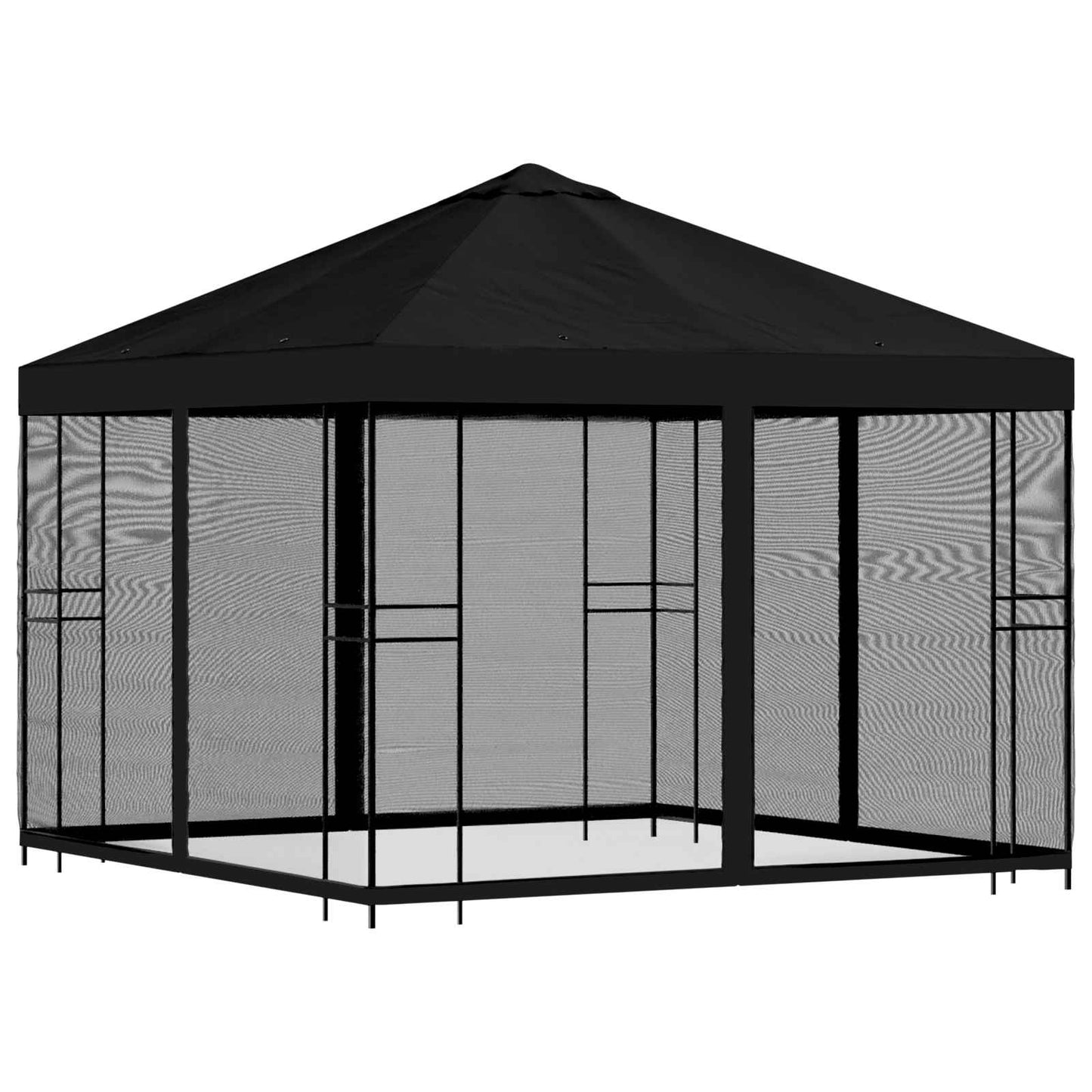 vidaXL Garden Gazebo with Sidewalls 3 x 3 m Black Polyester and Steel