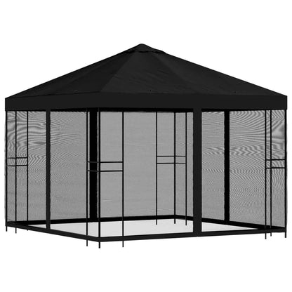 vidaXL Garden Gazebo with Sidewalls 3 x 3 m Black Polyester and Steel