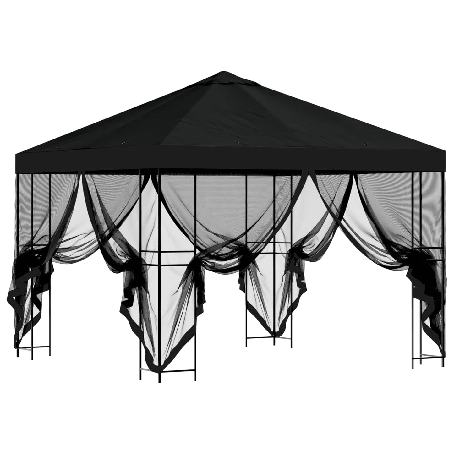 vidaXL Garden Gazebo with Sidewalls 3 x 3 m Black Polyester and Steel