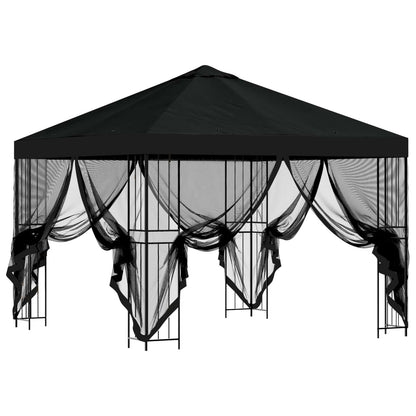 vidaXL Garden Gazebo with Sidewalls 3 x 3 m Black Polyester and Steel