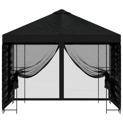 vidaXL Garden Gazebo with Sidewalls 3 x 3 m Black Polyester and Steel