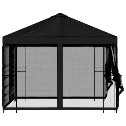 vidaXL Garden Gazebo with Sidewalls 3 x 3 m Black Polyester and Steel