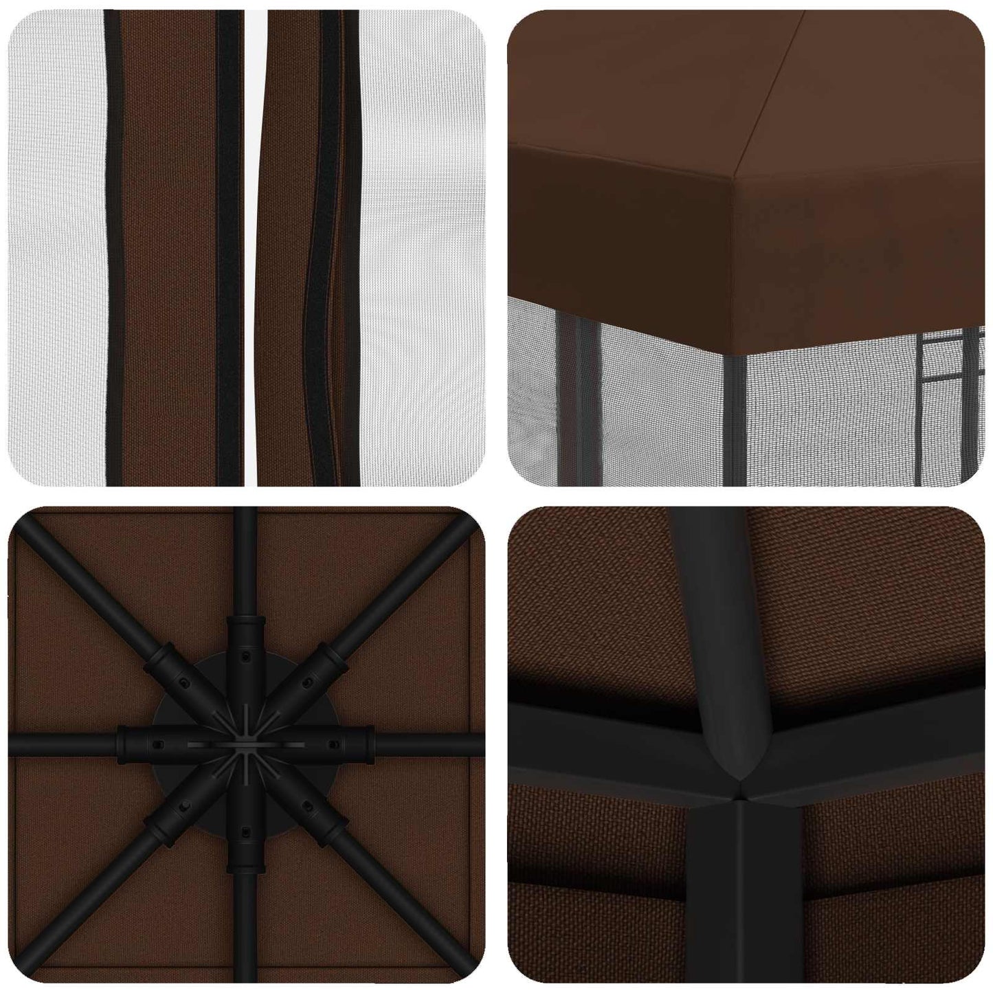 vidaXL Garden Gazebo with Sidewalls 3 x 3 m Brown Polyester and Steel
