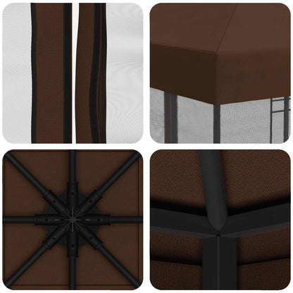 vidaXL Garden Gazebo with Sidewalls 3 x 3 m Brown Polyester and Steel