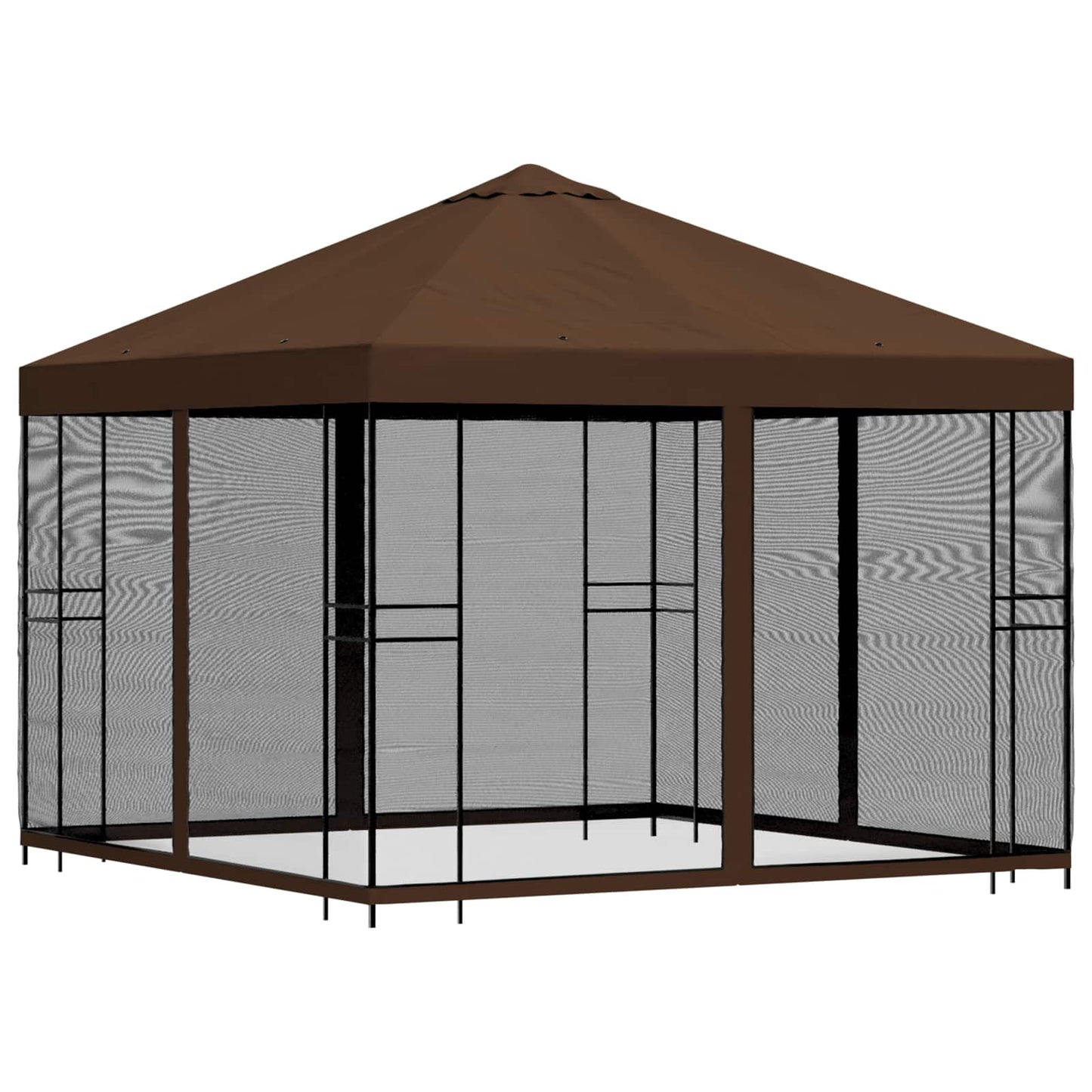vidaXL Garden Gazebo with Sidewalls 3 x 3 m Brown Polyester and Steel