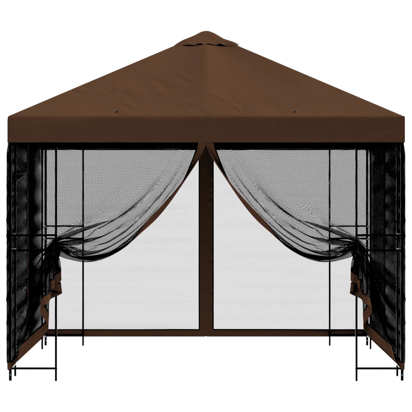 vidaXL Garden Gazebo with Sidewalls 3 x 3 m Brown Polyester and Steel