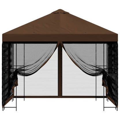 vidaXL Garden Gazebo with Sidewalls 3 x 3 m Brown Polyester and Steel