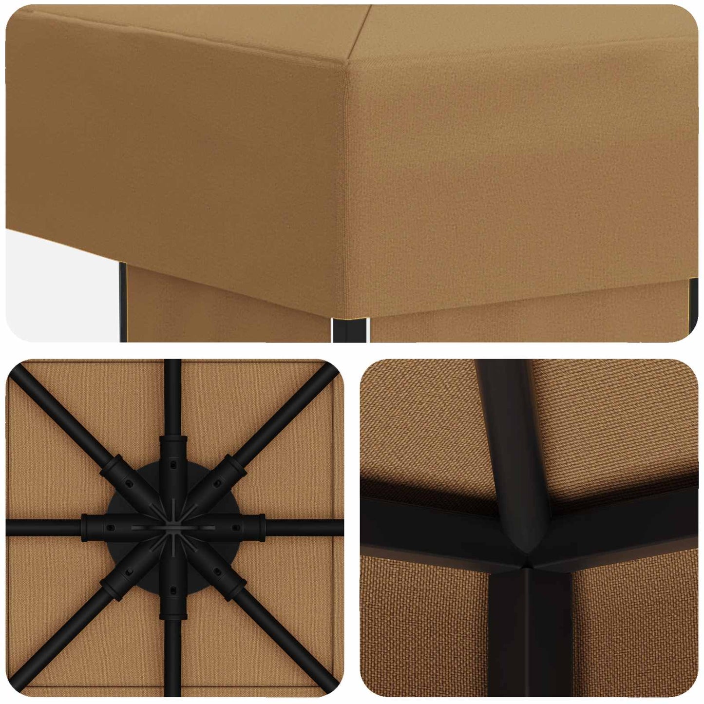 vidaXL Gazebo 3 x 3 m Beige Polyester and Steel 190 gsm