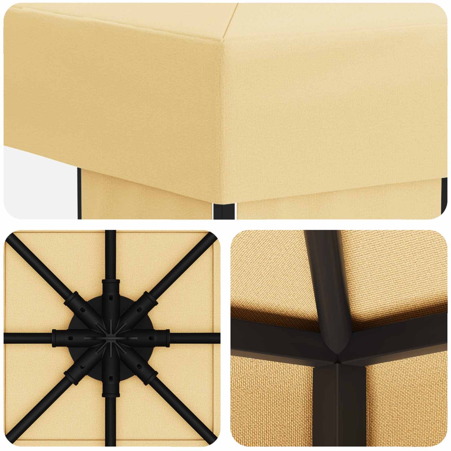 vidaXL Gazebo 3 x 3 m Cream Polyester and Steel 190 gsm