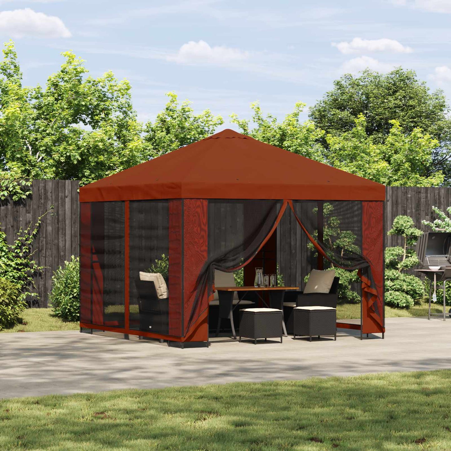 vidaXL Gazebo 3 x 3 m Terracotta Polyester and Steel 190 gsm