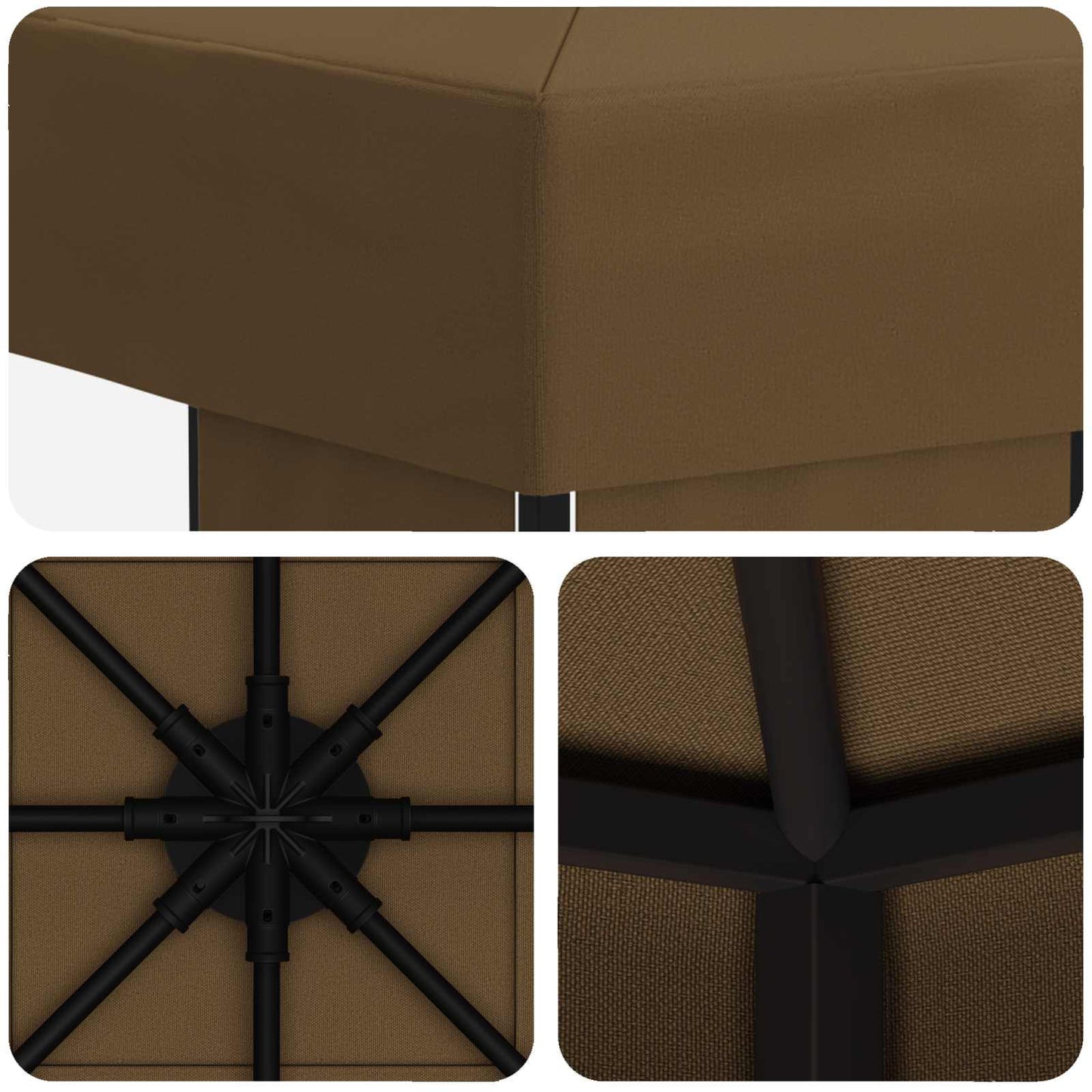 vidaXL Gazebo 3 x 3 m Taupe Polyester and Steel 190 gsm