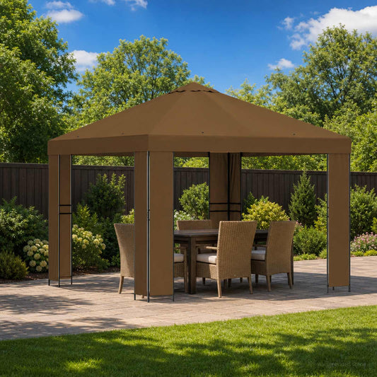 vidaXL Gazebo 3 x 3 m Taupe Polyester and Steel 190 gsm