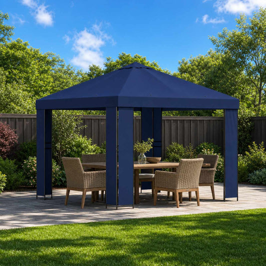 vidaXL Gazebo 3 x 3 m Blue Polyester and Steel 190 gsm