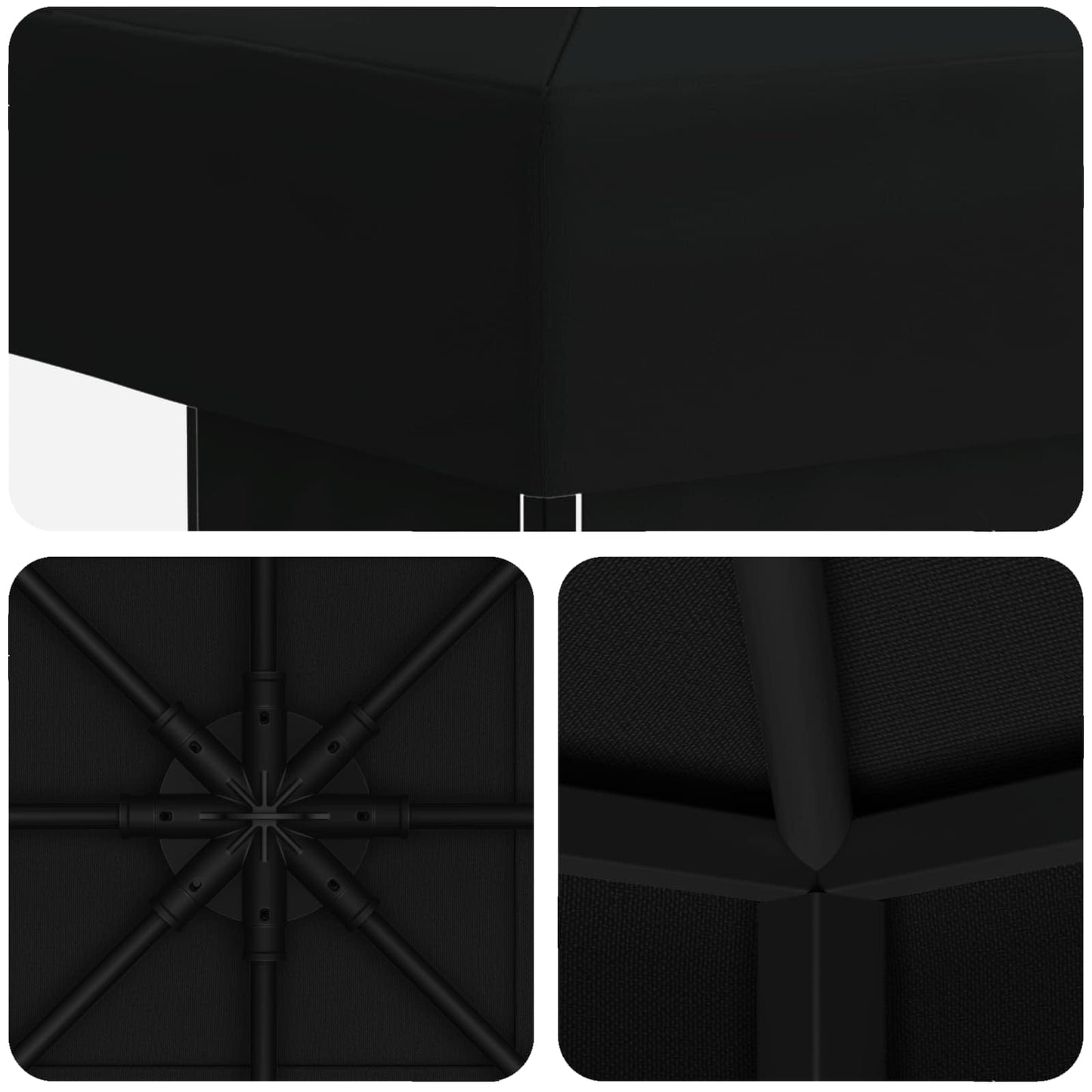 vidaXL Gazebo 3 x 3 m Black Polyester and Steel 190 gsm