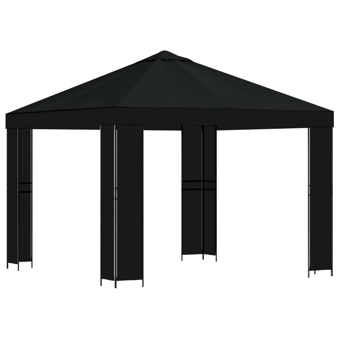 vidaXL Gazebo 3 x 3 m Black Polyester and Steel 190 gsm
