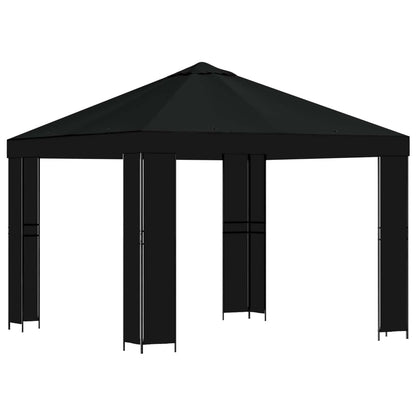vidaXL Gazebo 3 x 3 m Black Polyester and Steel 190 gsm