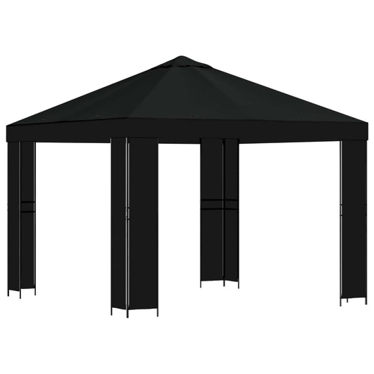 vidaXL Gazebo 3 x 3 m Black Polyester and Steel 190 gsm